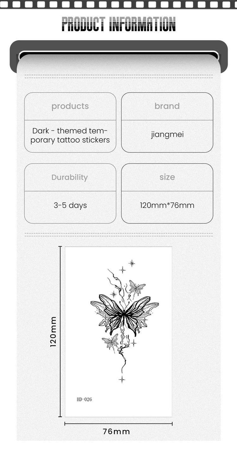 New Dark Series Butterfly Tattoo Sticker Sexy Half Sleeve Flower Arm Realistic High-Quality Tattoo StickerFashion