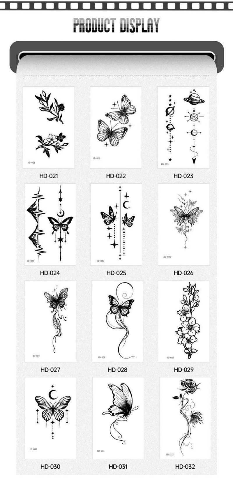New Dark Series Butterfly Tattoo Sticker Sexy Half Sleeve Flower Arm Realistic High-Quality Tattoo StickerFashion