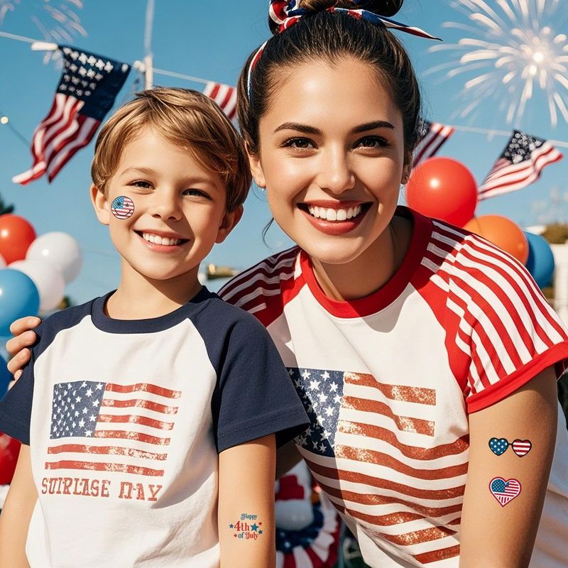 New Hot Silver American Independence Day Tattoo Sticker Waterproof National Day Party Holiday Party Event Decorative Face StickerFashion
