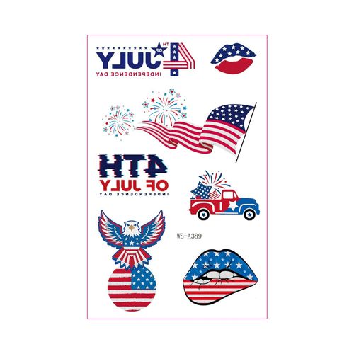 New Hot Silver American Independence Day Tattoo Sticker Waterproof National Day Party Holiday Party Event Decorative Face StickerFashion