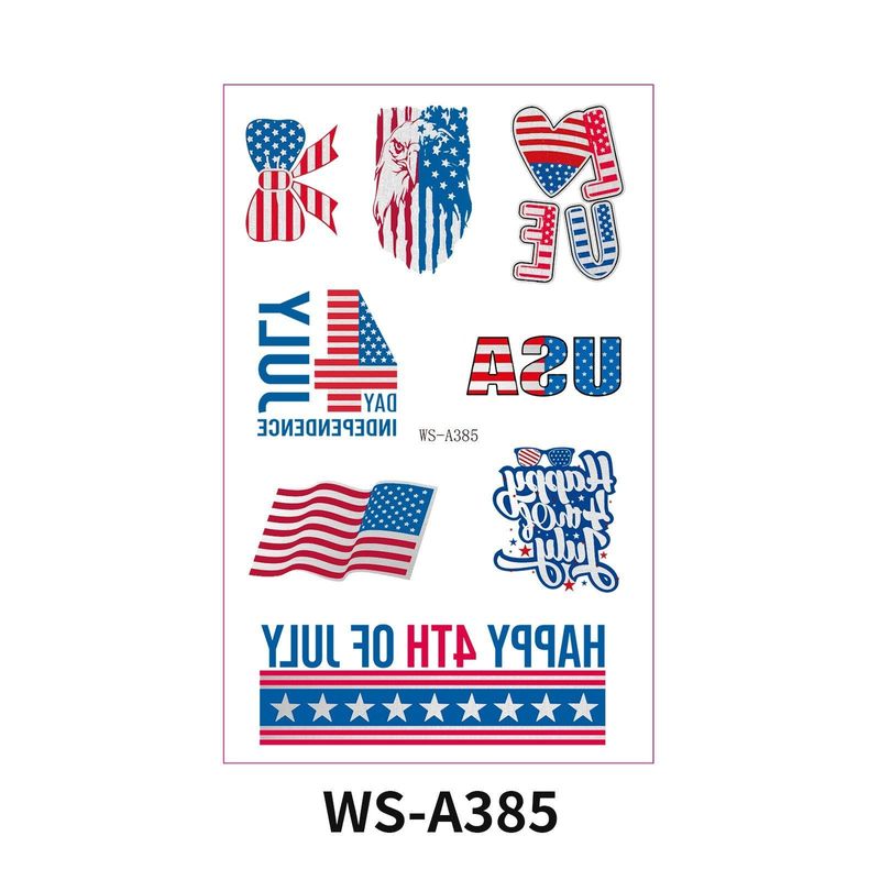 New Hot Silver American Independence Day Tattoo Sticker Waterproof National Day Party Holiday Party Event Decorative Face StickerFashion