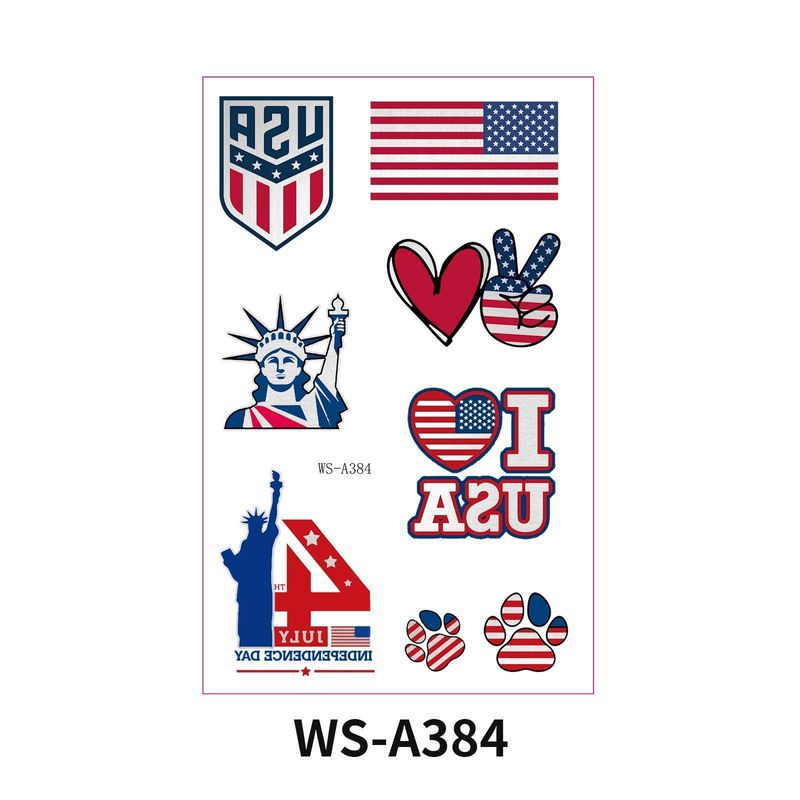 New Hot Silver American Independence Day Tattoo Sticker Waterproof National Day Party Holiday Party Event Decorative Face StickerFashion