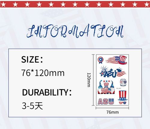 New Hot Silver American Independence Day Tattoo Sticker Waterproof National Day Party Holiday Party Event Decorative Face StickerFashion
