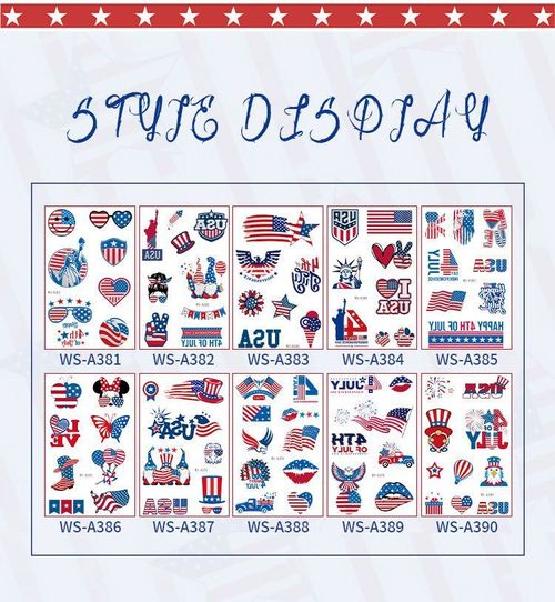 New Hot Silver American Independence Day Tattoo Sticker Waterproof National Day Party Holiday Party Event Decorative Face StickerFashion