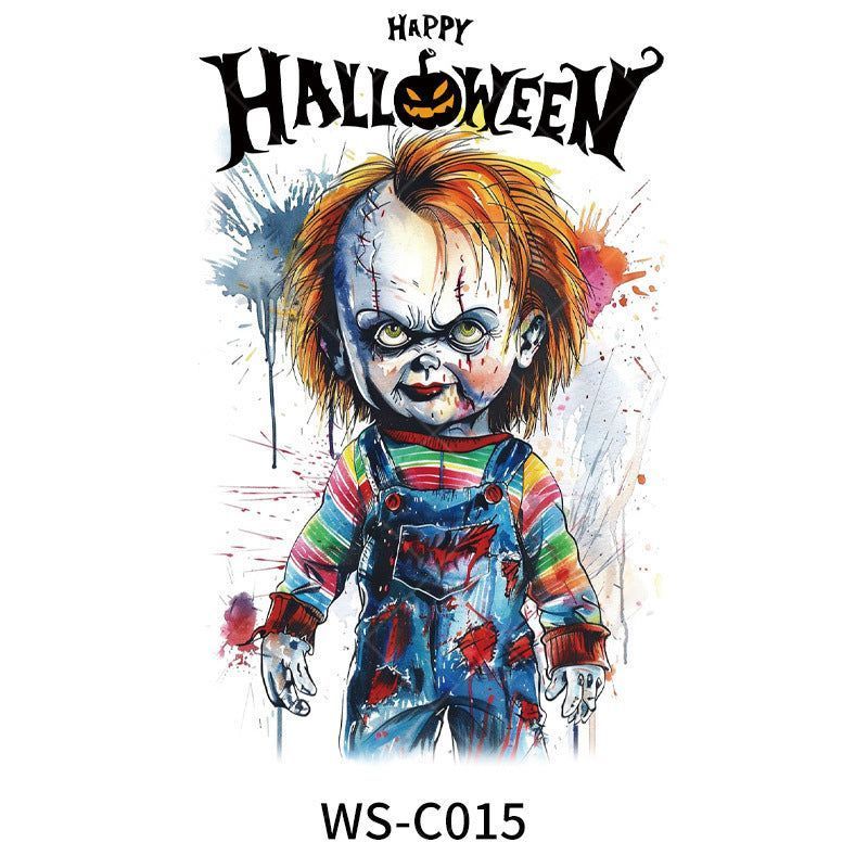 New In Stock Halloween Tattoo Stickers Children Funny Cartoon Activities Disposable Holiday Tattoo Stickers