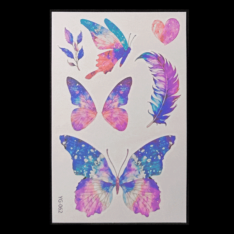 New Butterfly Fluorescent Tattoo Sticker Music Festival Bar Collarbone Flower Arm Waterproof Party Temporary Tattoo StickerNight light