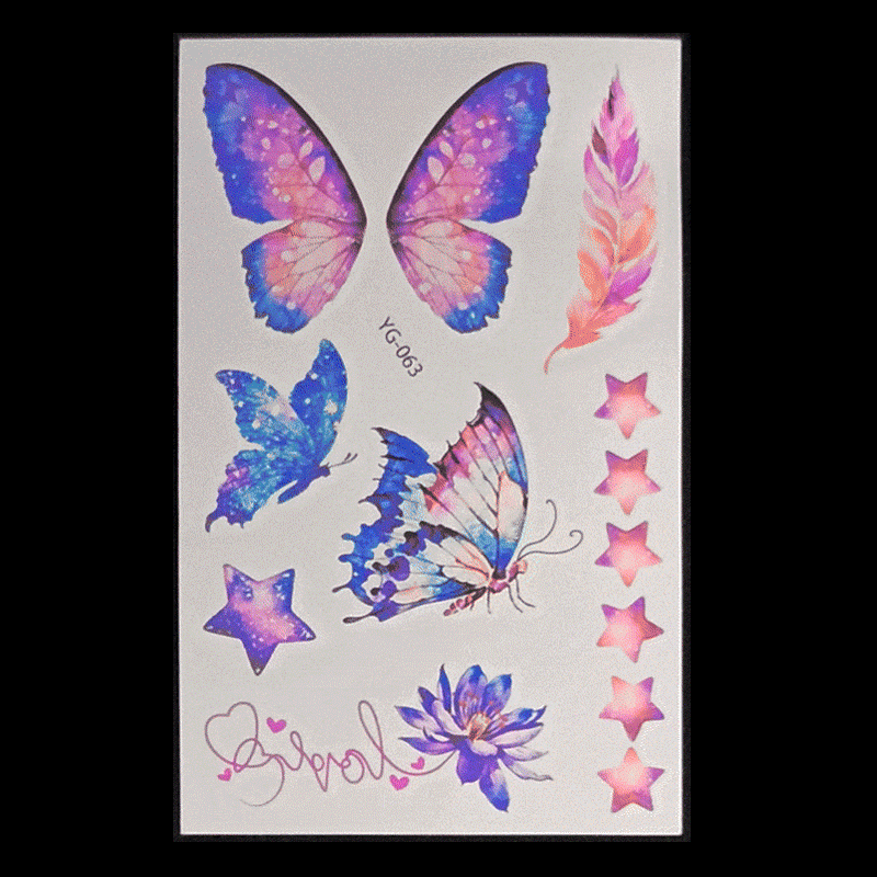 New Butterfly Fluorescent Tattoo Sticker Music Festival Bar Collarbone Flower Arm Waterproof Party Temporary Tattoo StickerNight light
