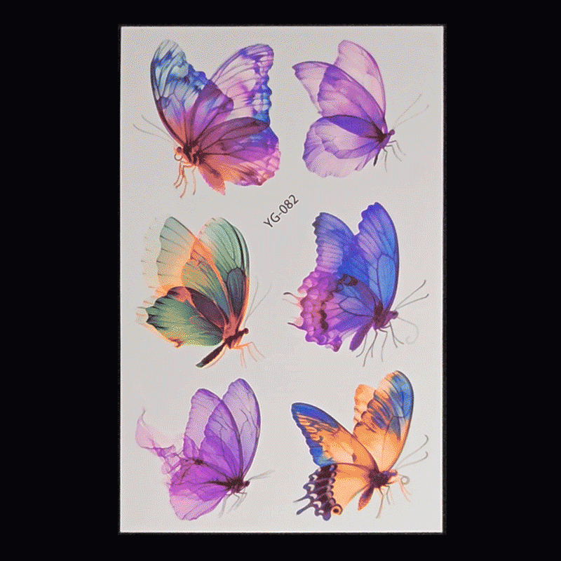 New Butterfly Fluorescent Tattoo Sticker Music Festival Bar Collarbone Flower Arm Waterproof Party Temporary Tattoo StickerNight light