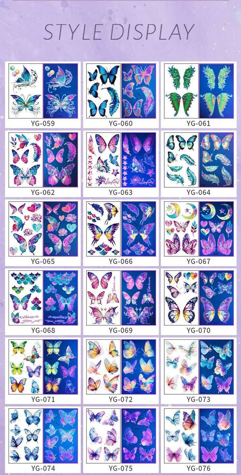 New Butterfly Fluorescent Tattoo Sticker Music Festival Bar Collarbone Flower Arm Waterproof Party Temporary Tattoo StickerNight light