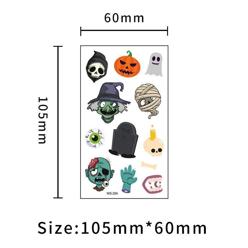 Children's Cartoon Halloween Tattoo Sticker Waterproof Funny Pumpkin Party Temporary Waterproof Tattoo Sticker