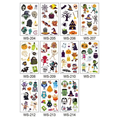 Children's Cartoon Halloween Tattoo Sticker Waterproof Funny Pumpkin Party Temporary Waterproof Tattoo Sticker