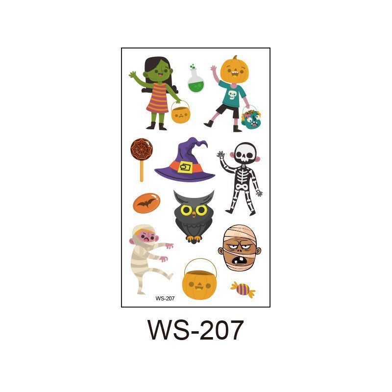Children's Cartoon Halloween Tattoo Sticker Waterproof Funny Pumpkin Party Temporary Waterproof Tattoo Sticker