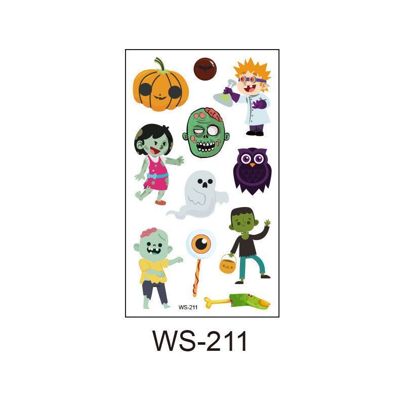 Children's Cartoon Halloween Tattoo Sticker Waterproof Funny Pumpkin Party Temporary Waterproof Tattoo Sticker