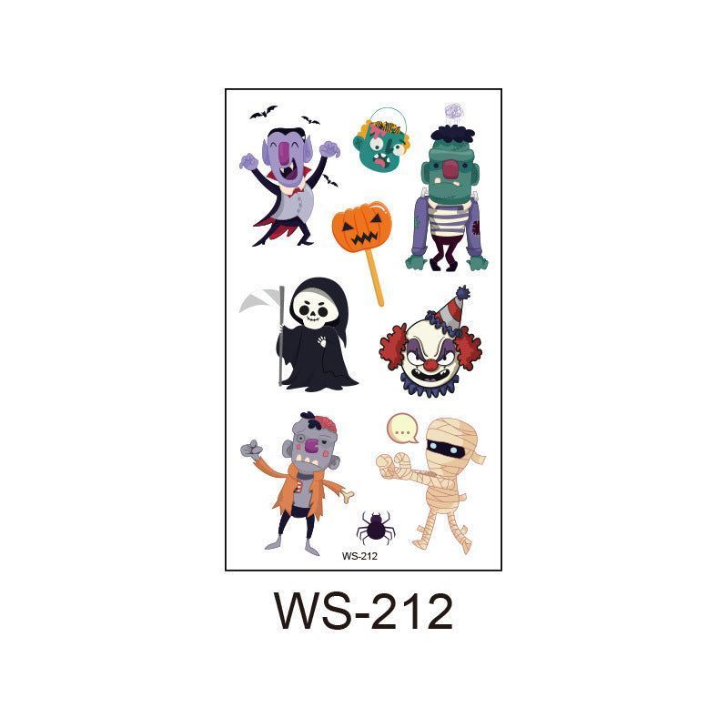 Children's Cartoon Halloween Tattoo Sticker Waterproof Funny Pumpkin Party Temporary Waterproof Tattoo Sticker
