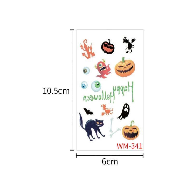 Children's Cartoon Halloween Tattoo Sticker Waterproof Funny Pumpkin Party Temporary Waterproof Tattoo Sticker