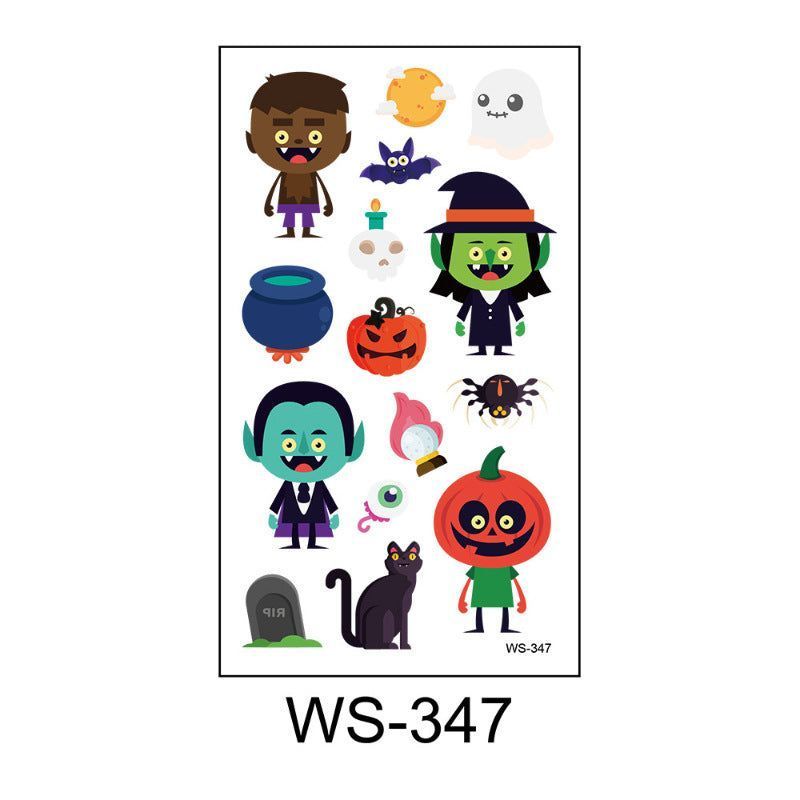 Children's Cartoon Halloween Tattoo Sticker Waterproof Funny Pumpkin Party Temporary Waterproof Tattoo Sticker