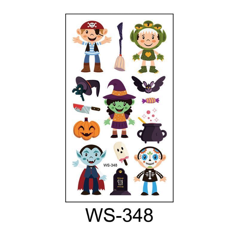 Children's Cartoon Halloween Tattoo Sticker Waterproof Funny Pumpkin Party Temporary Waterproof Tattoo Sticker