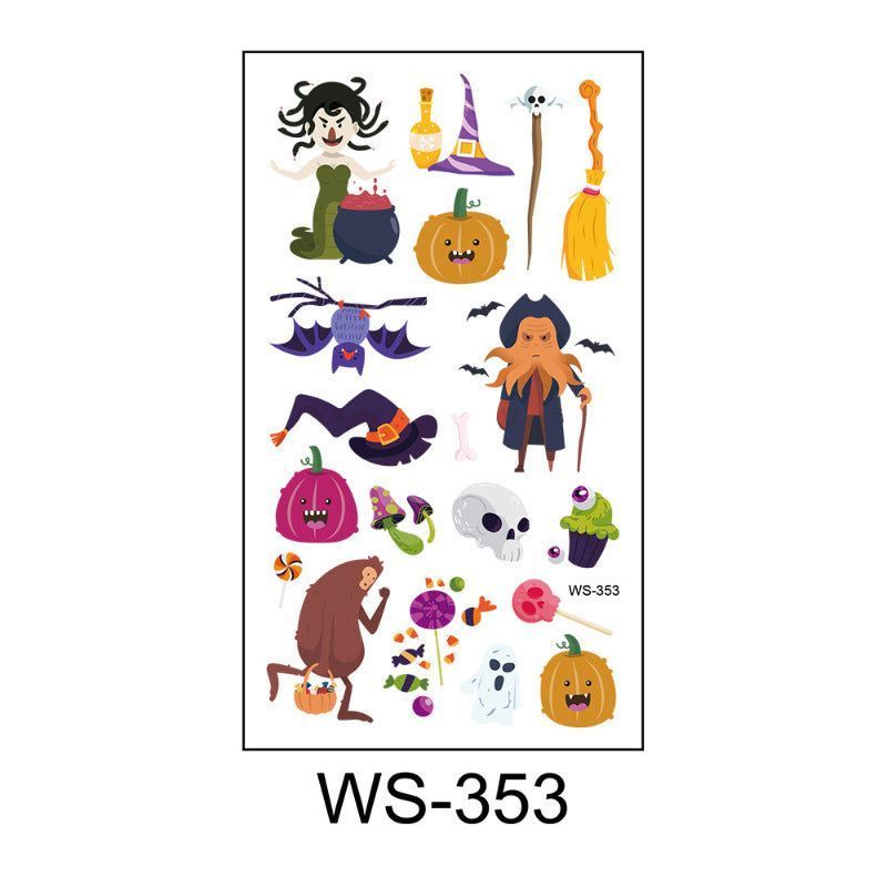 Children's Cartoon Halloween Tattoo Sticker Waterproof Funny Pumpkin Party Temporary Waterproof Tattoo Sticker
