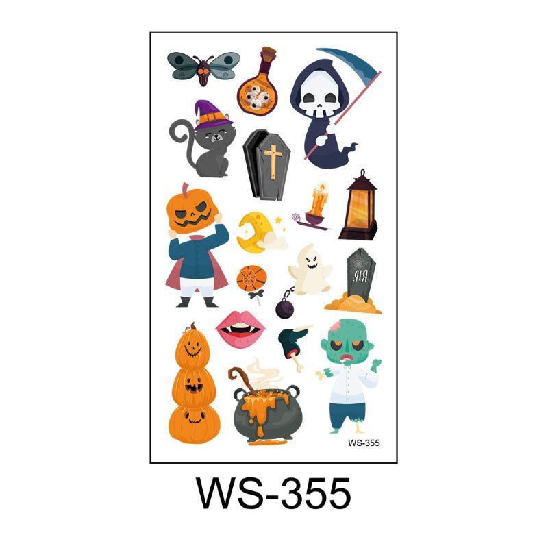 Children's Cartoon Halloween Tattoo Sticker Waterproof Funny Pumpkin Party Temporary Waterproof Tattoo Sticker