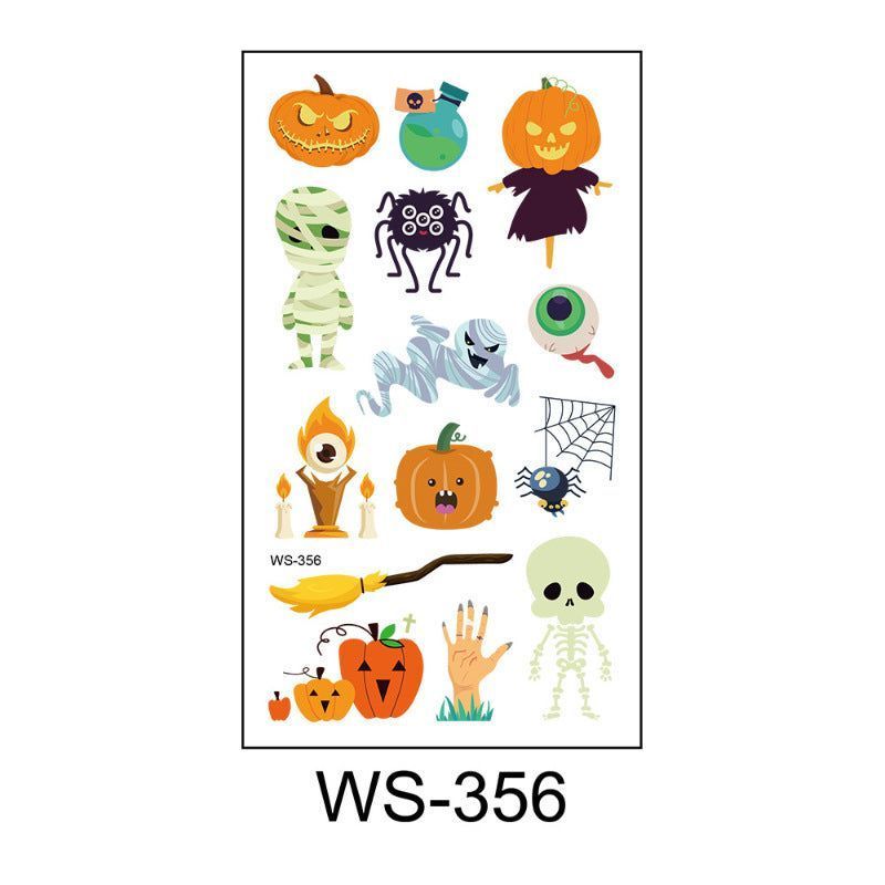 Children's Cartoon Halloween Tattoo Sticker Waterproof Funny Pumpkin Party Temporary Waterproof Tattoo Sticker