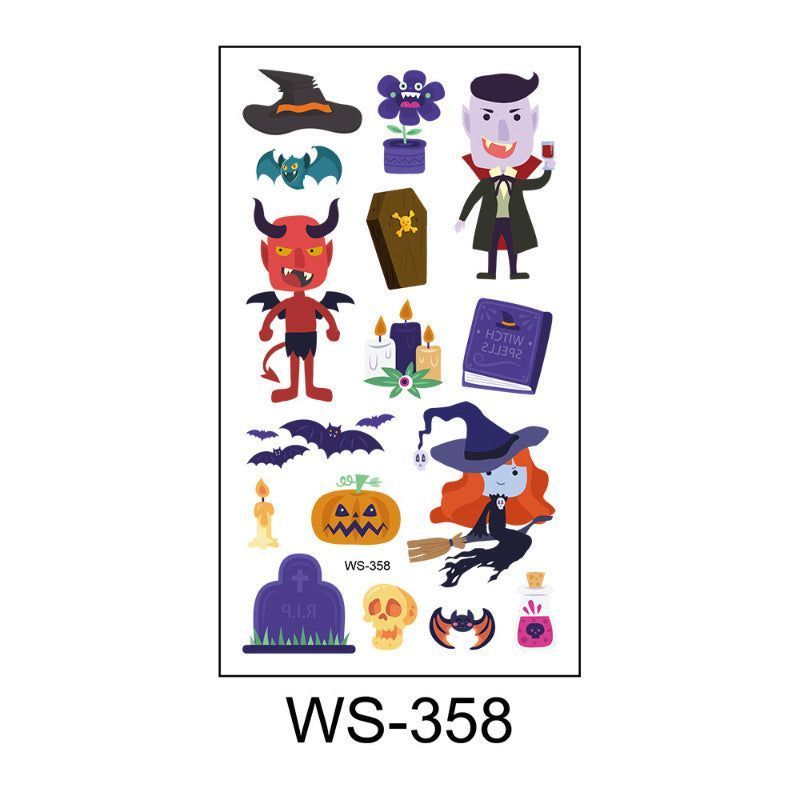 Children's Cartoon Halloween Tattoo Sticker Waterproof Funny Pumpkin Party Temporary Waterproof Tattoo Sticker