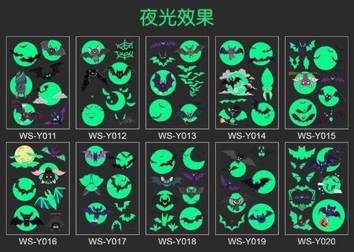 New Halloween Children Luminous Tattoo Sticker Cartoon Cross Border Bat Party Holiday Green 3D Luminous Sticker