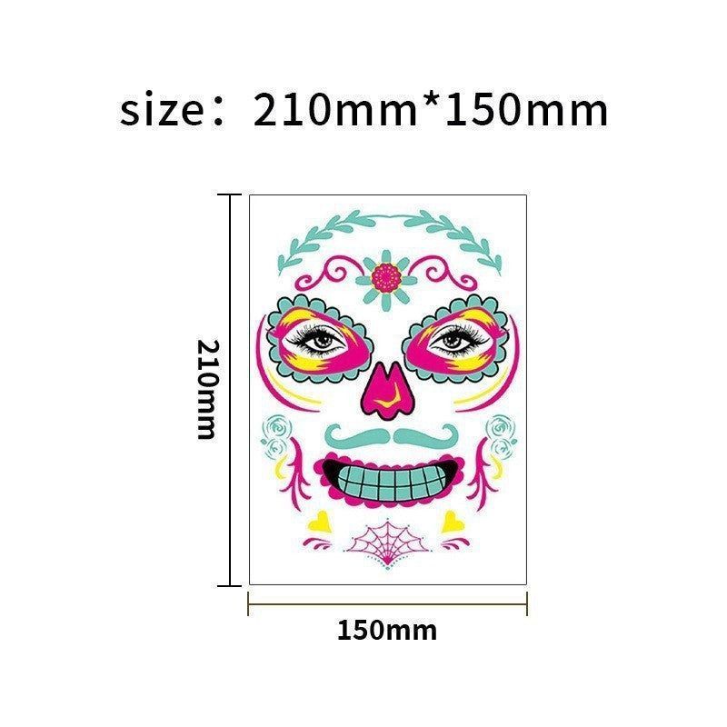European And American Hot Selling Halloween Fluorescent Tattoo Stickers Face Stickers Masquerade Neon Face Decorative Tattoo Stickers Night light