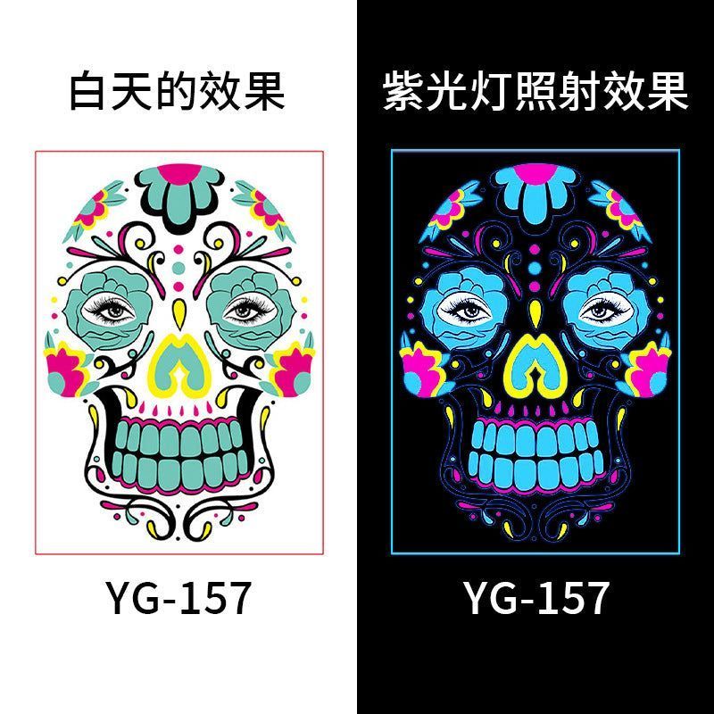European And American Hot Selling Halloween Fluorescent Tattoo Stickers Face Stickers Masquerade Neon Face Decorative Tattoo Stickers Night light
