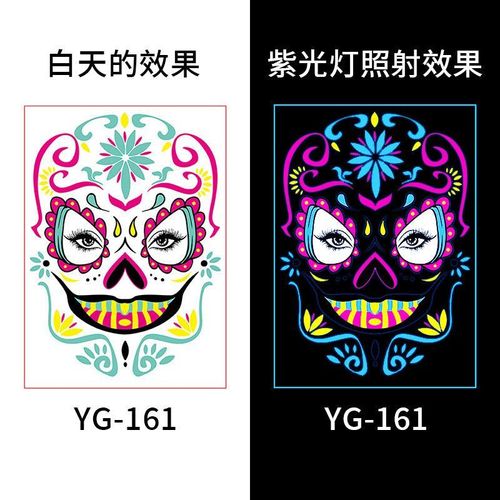 European And American Hot Selling Halloween Fluorescent Tattoo Stickers Face Stickers Masquerade Neon Face Decorative Tattoo Stickers Night light