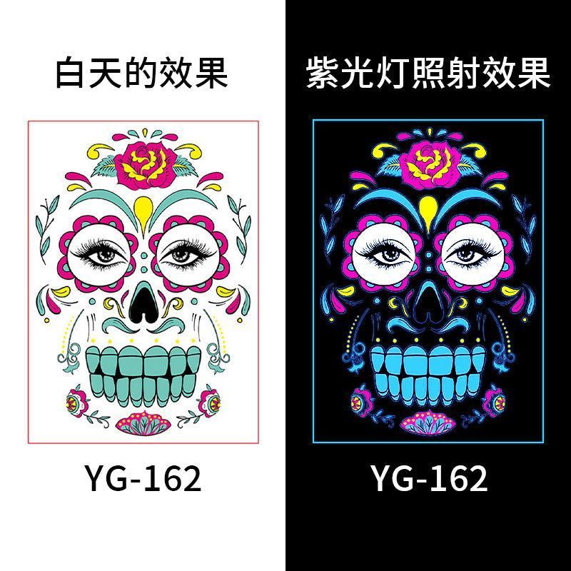 European And American Hot Selling Halloween Fluorescent Tattoo Stickers Face Stickers Masquerade Neon Face Decorative Tattoo Stickers Night light