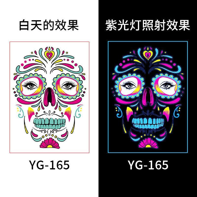 European And American Hot Selling Halloween Fluorescent Tattoo Stickers Face Stickers Masquerade Neon Face Decorative Tattoo Stickers Night light