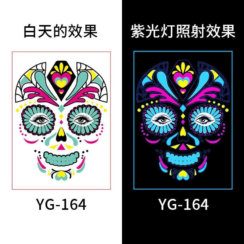 European And American Hot Selling Halloween Fluorescent Tattoo Stickers Face Stickers Masquerade Neon Face Decorative Tattoo Stickers Night light