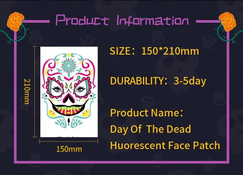European And American Hot Selling Halloween Fluorescent Tattoo Stickers Face Stickers Masquerade Neon Face Decorative Tattoo Stickers Night light