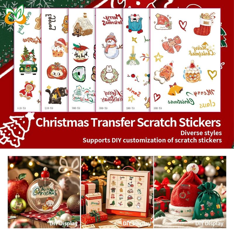 New Christmas Decorative Scratch Sticker European And American Christmas Decorative Atmosphere DIY Candle Hand Account Sticker