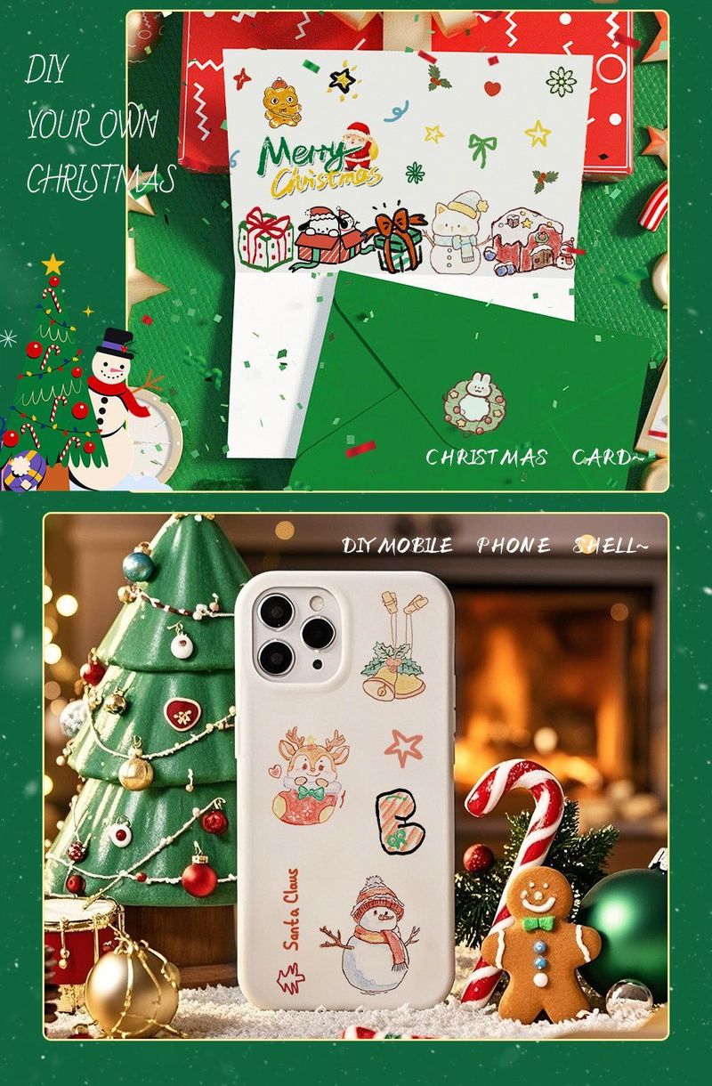 New Christmas Decorative Scratch Sticker European And American Christmas Decorative Atmosphere DIY Candle Hand Account Sticker