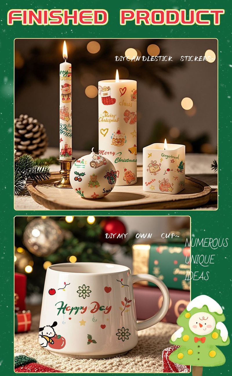 New Christmas Decorative Scratch Sticker European And American Christmas Decorative Atmosphere DIY Candle Hand Account Sticker