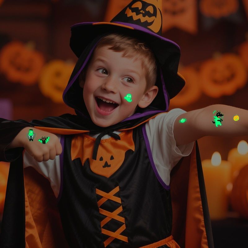 New Funny Waterproof Long-lasting Children's New Halloween Luminous Tattoo Stickers Cartoon Luminous Tattoo Stickers  Night light