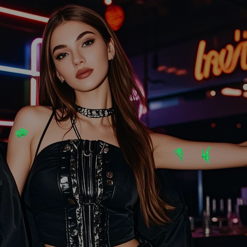 Luminous Tattoo Sticker Bar Prom Music Festival Neon Stage Waterproof Glow Tattoo Sticker For Men And Women Night light