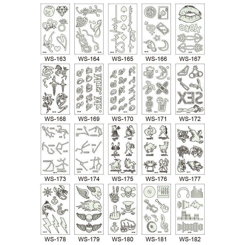 Luminous Tattoo Sticker Bar Prom Music Festival Neon Stage Waterproof Glow Tattoo Sticker For Men And Women Night light