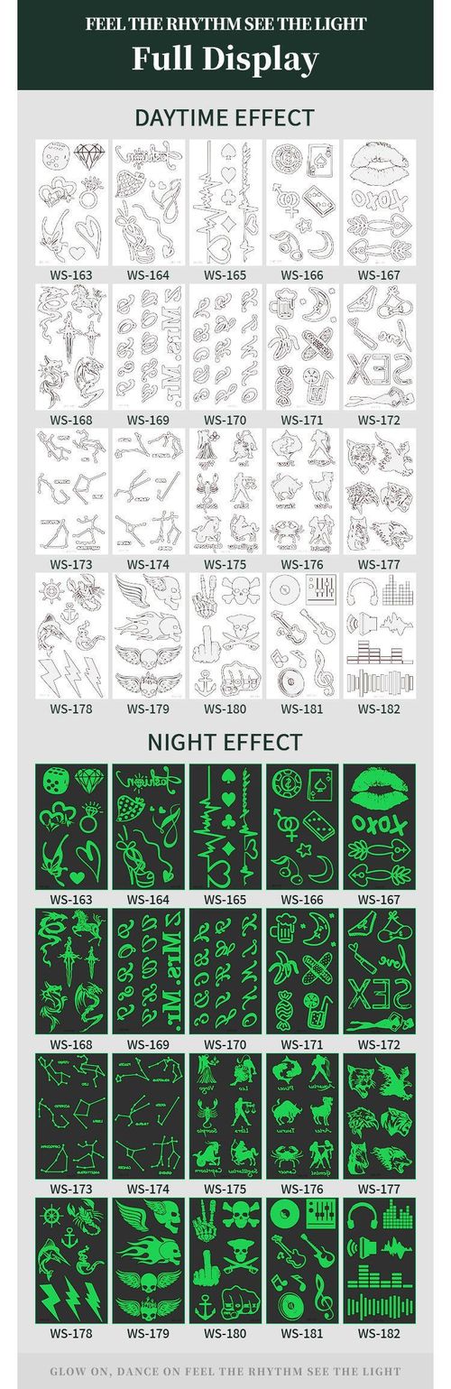 Luminous Tattoo Sticker Bar Prom Music Festival Neon Stage Waterproof Glow Tattoo Sticker For Men And Women Night light