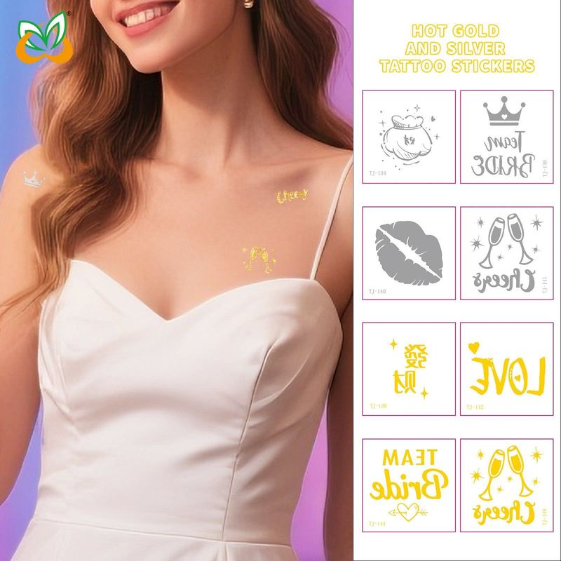 Bronzing Collarbone Tattoo Sticker High-end Sense Party Event European And American Bride Bridesmaid Waterproof Wedding Tattoo Sticker Fashion