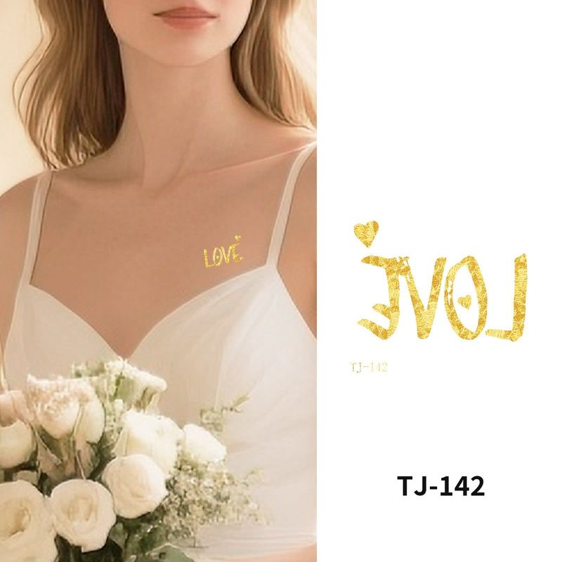 Bronzing Collarbone Tattoo Sticker High-end Sense Party Event European And American Bride Bridesmaid Waterproof Wedding Tattoo Sticker Fashion