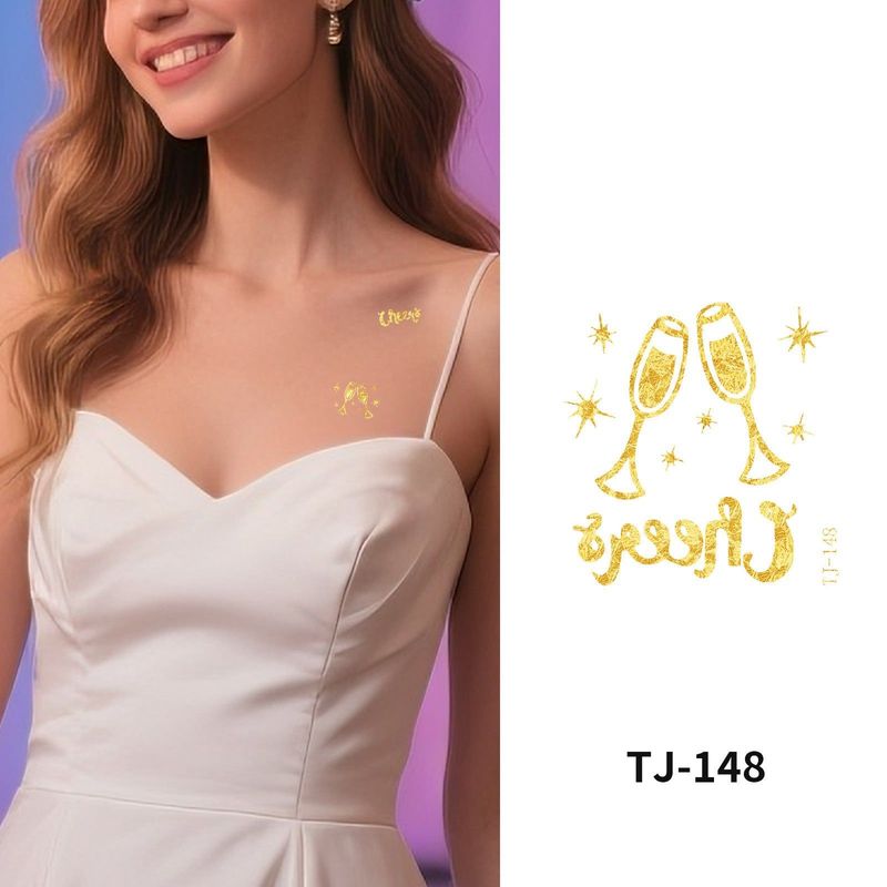 Bronzing Collarbone Tattoo Sticker High-end Sense Party Event European And American Bride Bridesmaid Waterproof Wedding Tattoo Sticker Fashion