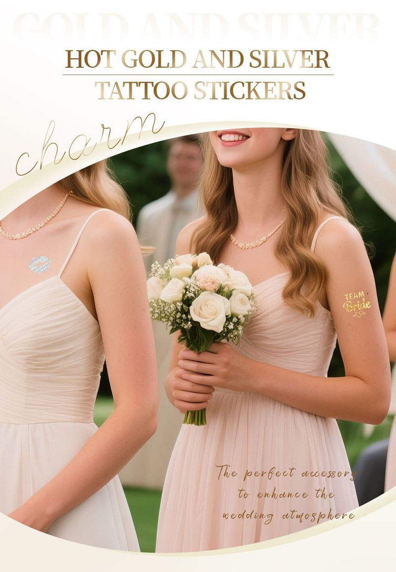 Bronzing Collarbone Tattoo Sticker High-end Sense Party Event European And American Bride Bridesmaid Waterproof Wedding Tattoo Sticker Fashion