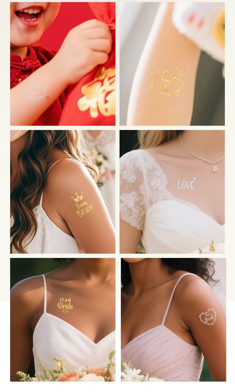 Bronzing Collarbone Tattoo Sticker High-end Sense Party Event European And American Bride Bridesmaid Waterproof Wedding Tattoo Sticker Fashion