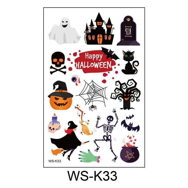 Cartoon Children's Halloween Tattoo Stickers New Party Funny Fun Waterproof Sweat Party Halloween Stickers