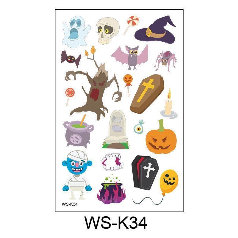 Cartoon Children's Halloween Tattoo Stickers New Party Funny Fun Waterproof Sweat Party Halloween Stickers