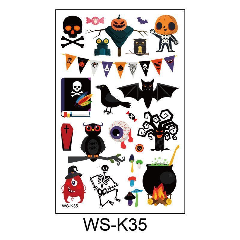 Cartoon Children's Halloween Tattoo Stickers New Party Funny Fun Waterproof Sweat Party Halloween Stickers