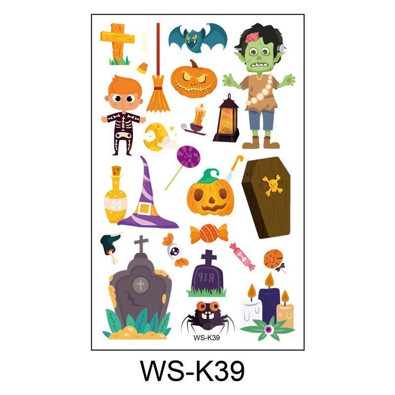Cartoon Children's Halloween Tattoo Stickers New Party Funny Fun Waterproof Sweat Party Halloween Stickers