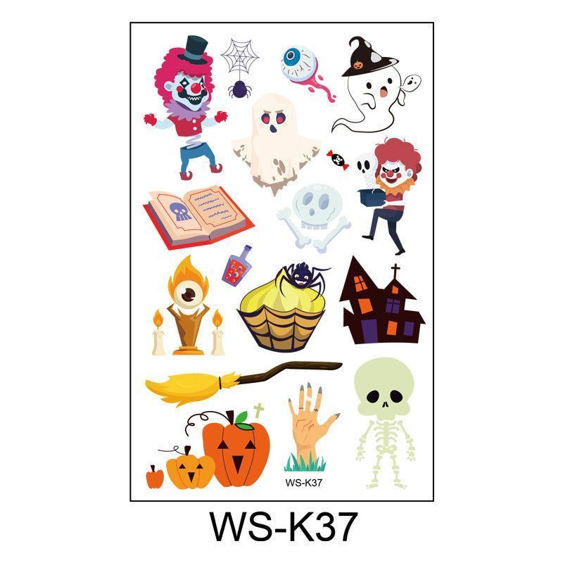Cartoon Children's Halloween Tattoo Stickers New Party Funny Fun Waterproof Sweat Party Halloween Stickers